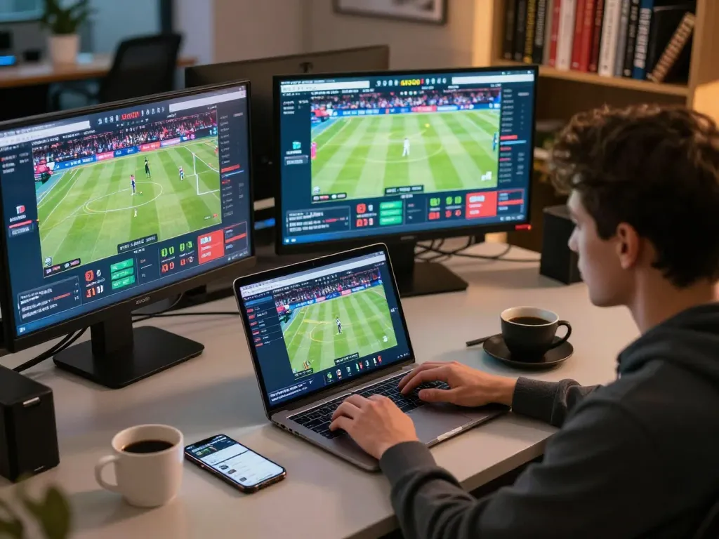 Engaged player using FC88 online sports betting interface while strategizing with notes