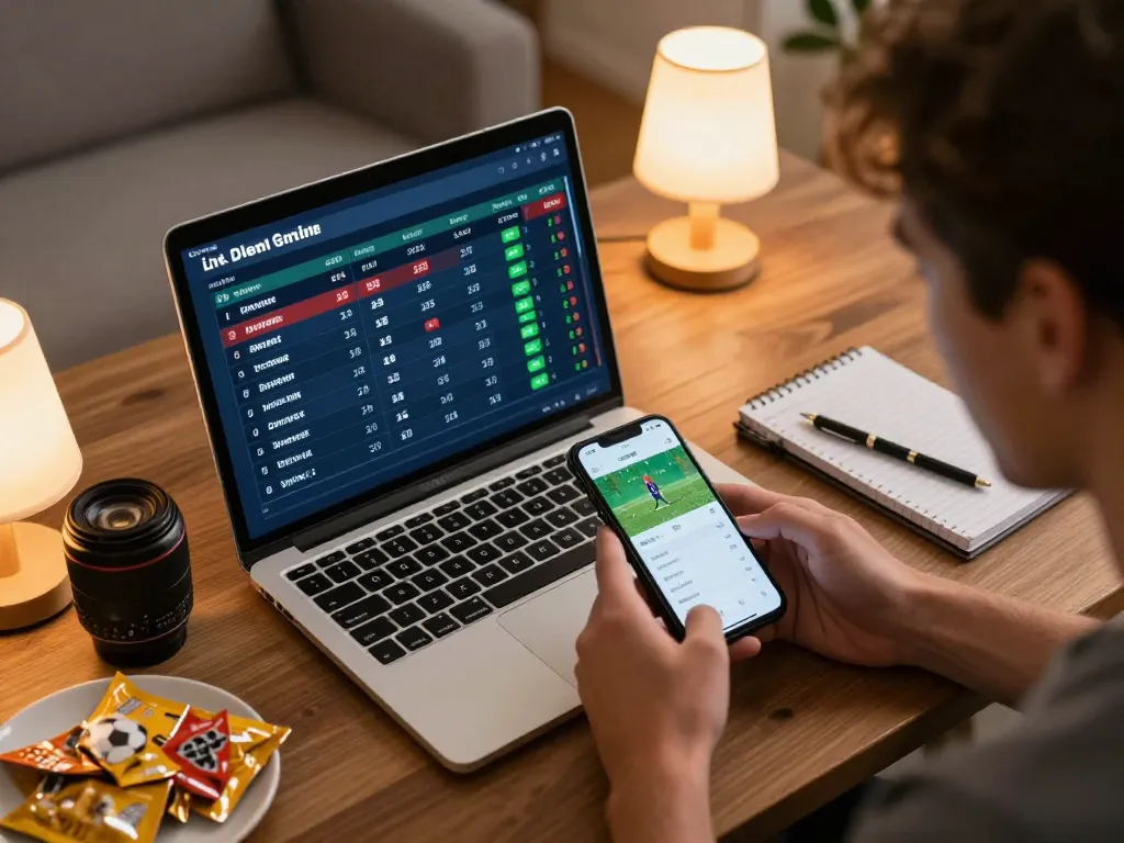 Engaging sports betting session with hitclub showcasing live odds analysis on a laptop and smartphone