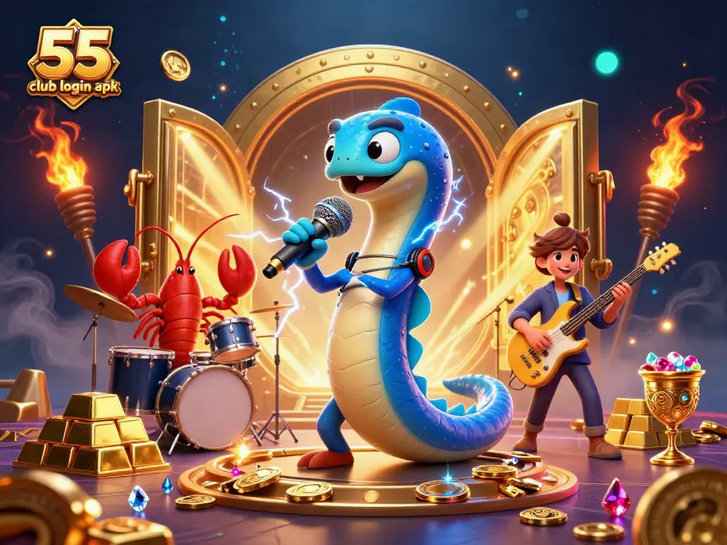 Experience thrilling fun with 55 club login apk, as the electric eel DJ entertains at an underwater casino.