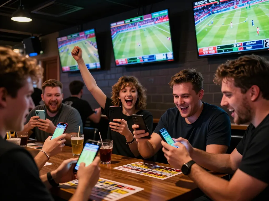 Watch patrons engaging in ty le keo nha cai strategies as they cheer for their favorite teams during live sports betting.