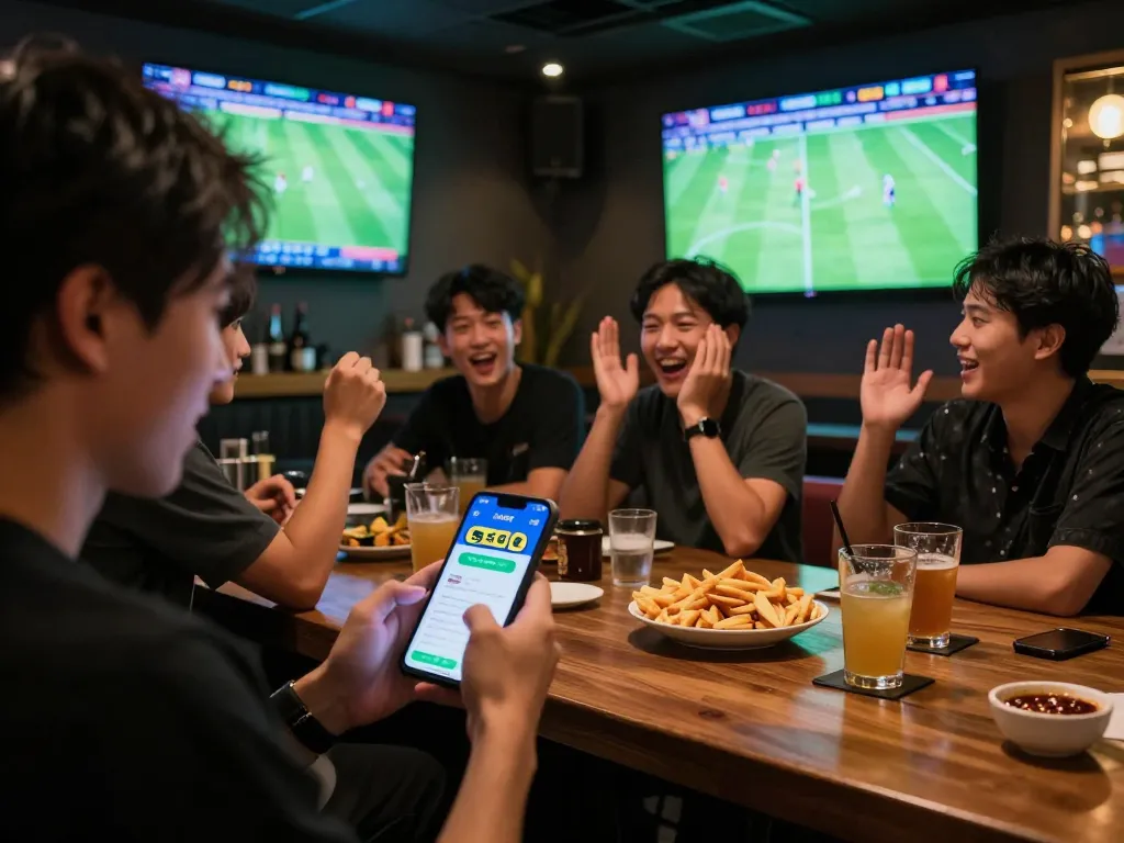 Enthusiastic gambler placing bets using the nhà cái S666 app during a live sports event for added excitement.