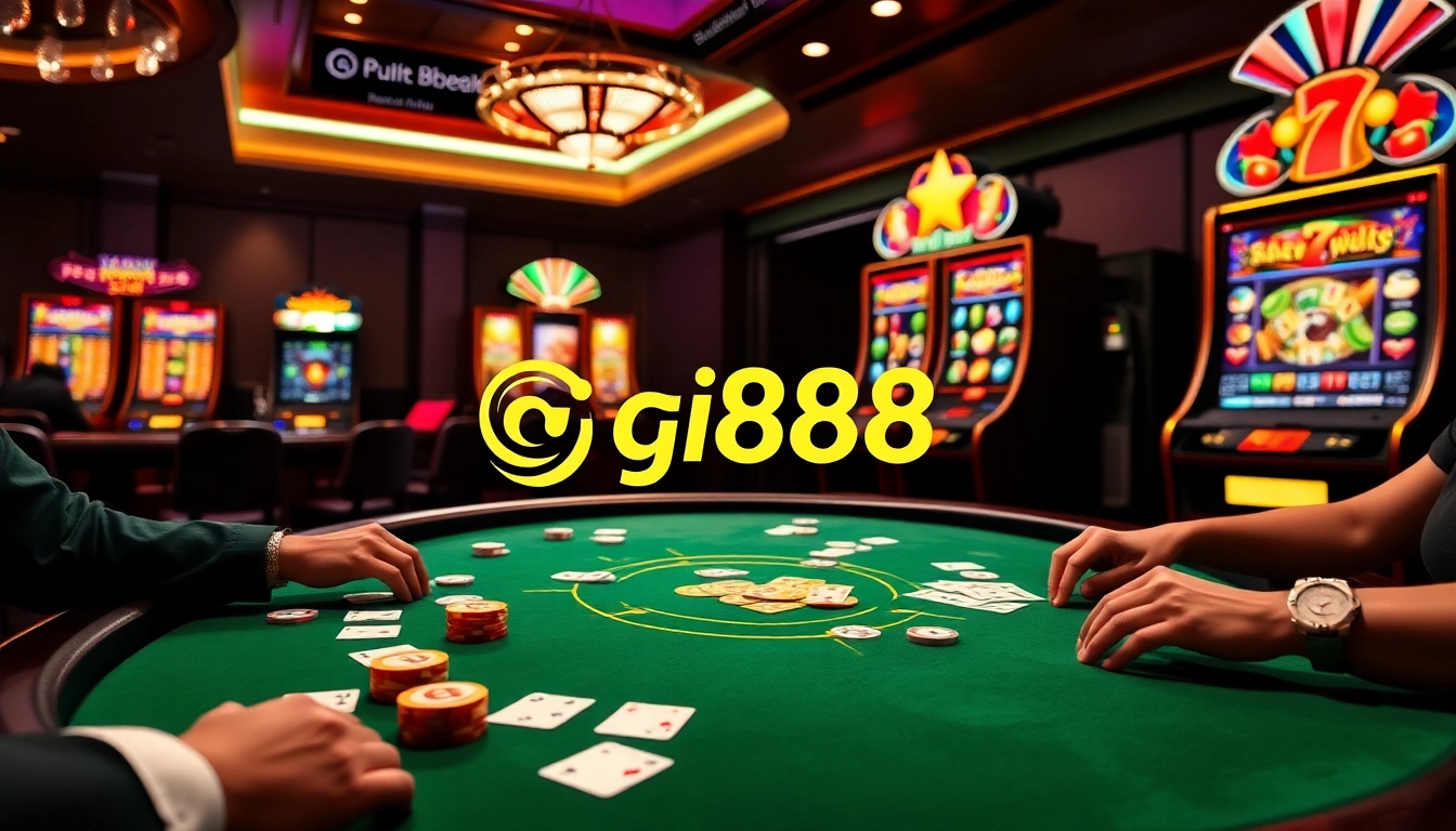 Experience the excitement at gi88 casino with vibrant gaming tables and engaging online gambling visuals.