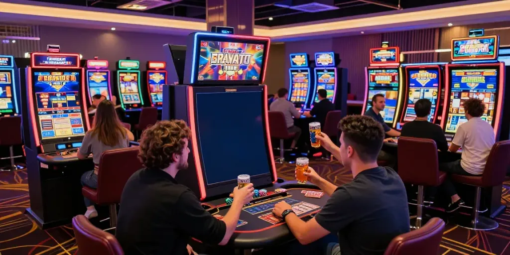 Players enjoying the exciting atmosphere of a non gamstop casino with vibrant games and engaging activities.
