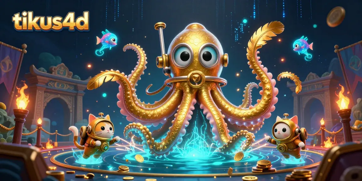 Tikus4d immerses in thrilling gambling dynamics with a colossal kraken and bioluminescent fish.