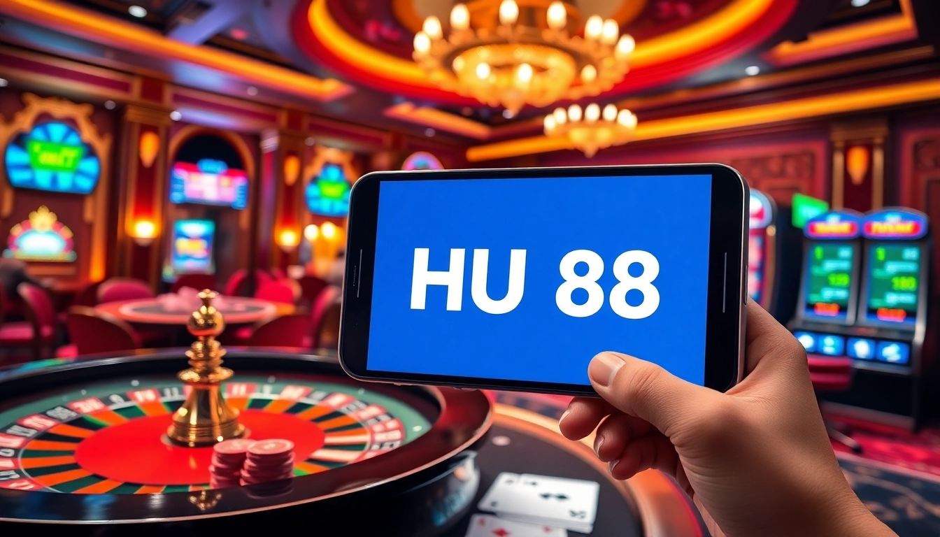 Experience thrilling gameplay with the HU88 app in a luxurious casino setting showcasing excitement and high stakes.
