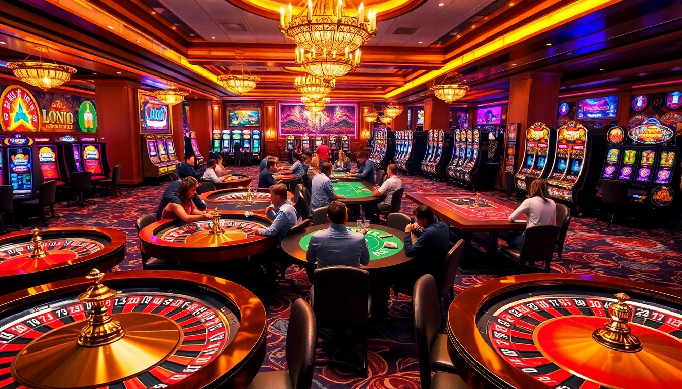 Experience thrilling gameplay at iq88's vibrant casino with roulette and poker tables.
