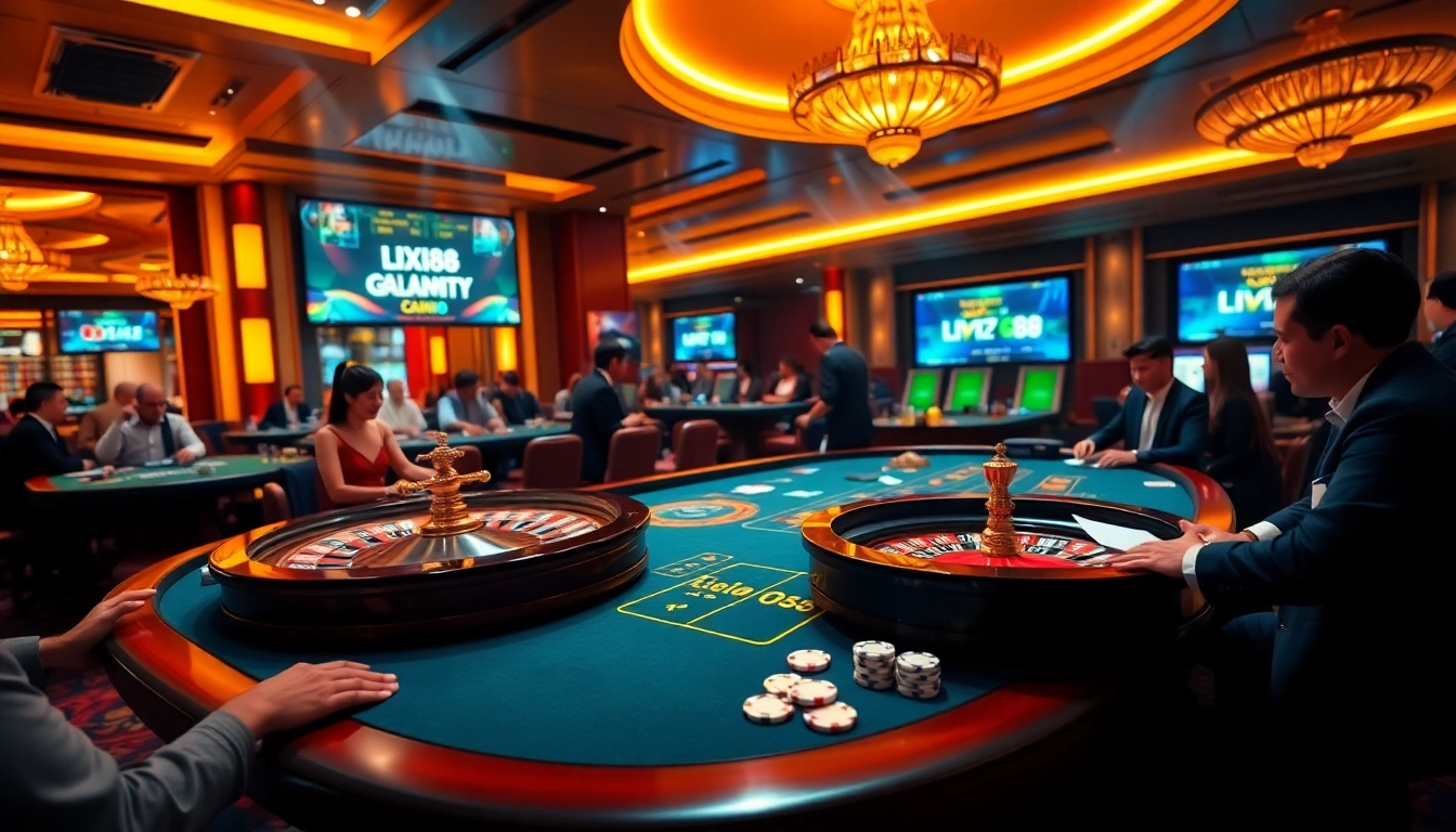 Experience excitement at the casino with engaging gameplay at https://lixi88.run/ featuring betting tables and poker chips.