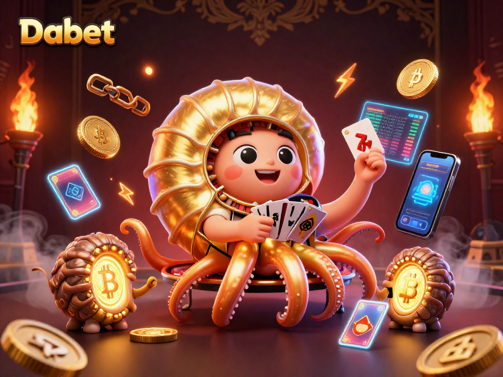 Dabet offers a vibrant casino scene with an ancient nautilus roulette and crypto-themed game elements