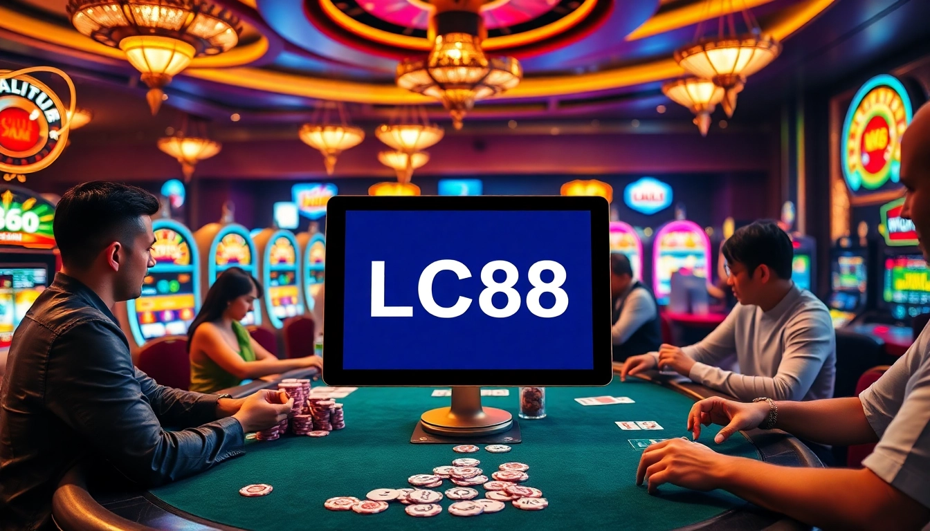 Experience the thrill of gambling at LC88's modern casino with poker and slot machines.