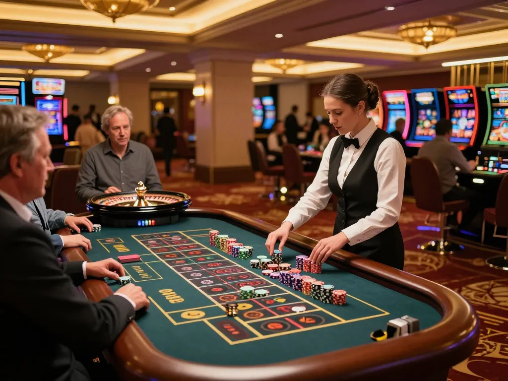 Engaging scene at a roulette table showcasing kèo nhà cái excitement and player interaction in a stylish casino