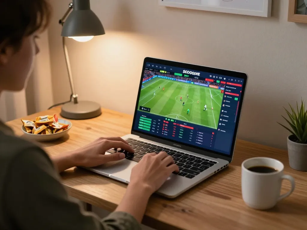 Socolive interface displayed during an online sports betting session in an inviting home office environment