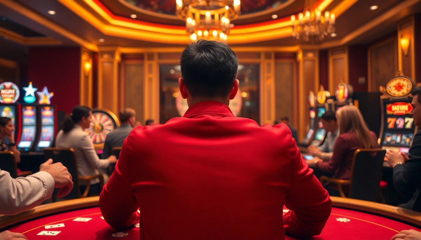 Players excitedly strategizing their bets at a 58win casino table surrounded by chips and cards.
