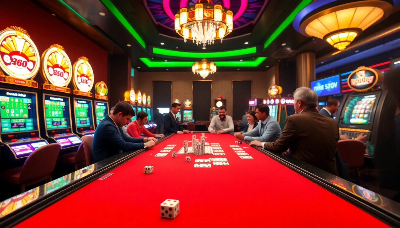Engaging scene of players at a casino table, emphasizing the thrilling experience at 8day and the excitement of gambling.