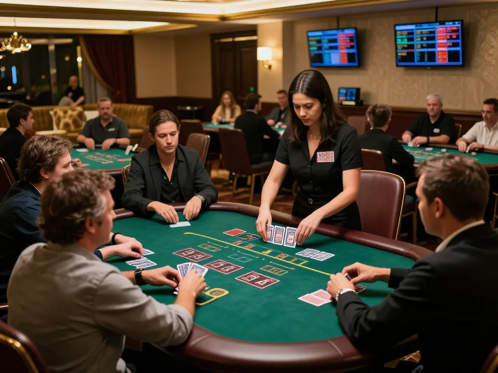 Dabet offers a thrilling live blackjack experience with engaging players and an elegant dealer.