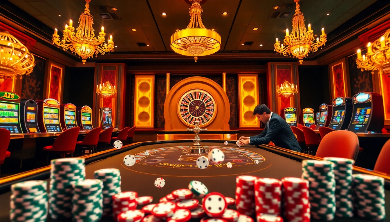 Experience the thrill of AU88 with vibrant casino visuals showcasing poker action and roulette excitement.