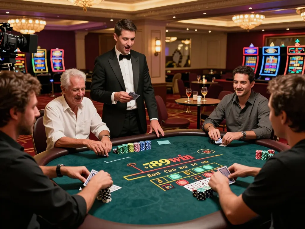 Players enjoying blackjack at 789win casino, displaying excitement and strategic gameplay.