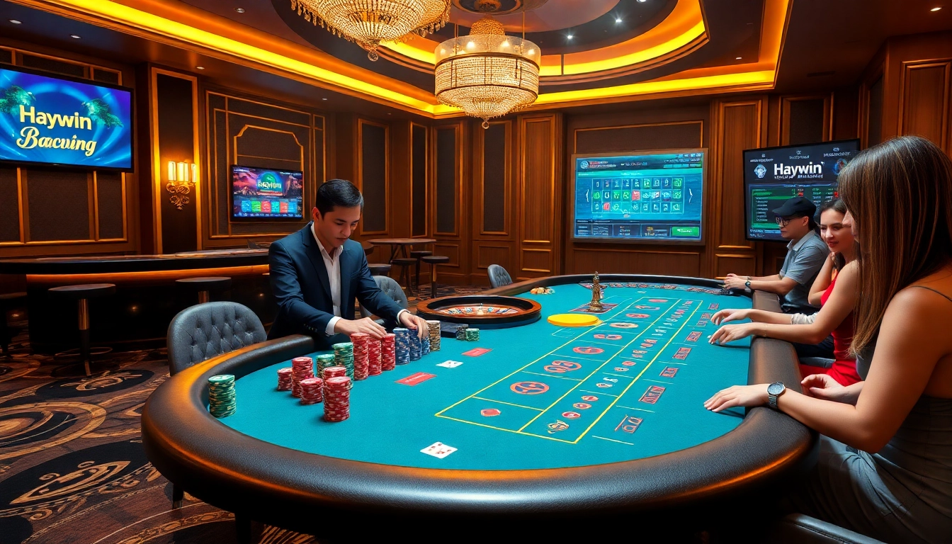 Players enjoy an exciting Baccarat game at Haywin's luxurious casino table.
