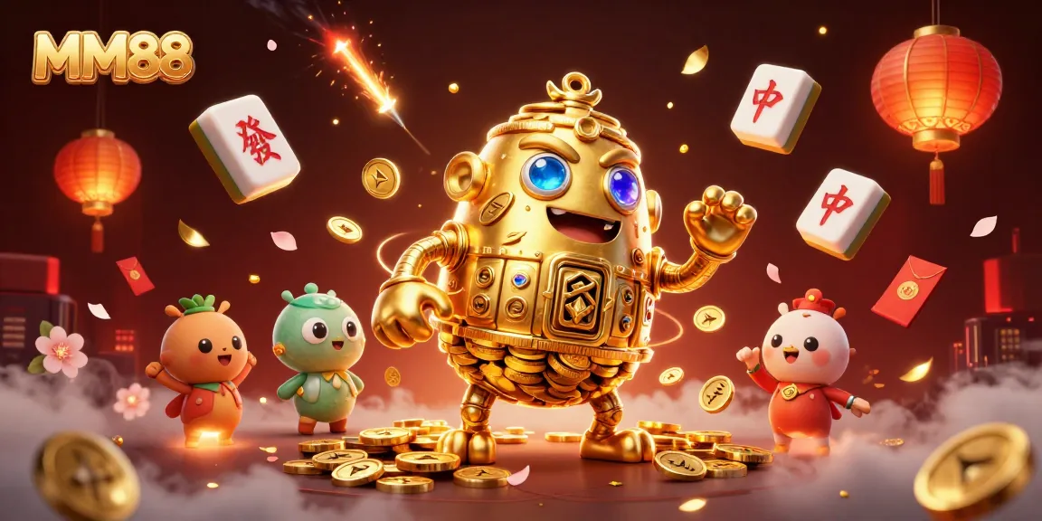 Engage and win with MM88 - a vibrant, captivating casino scene filled with golden elements and exciting game symbols.