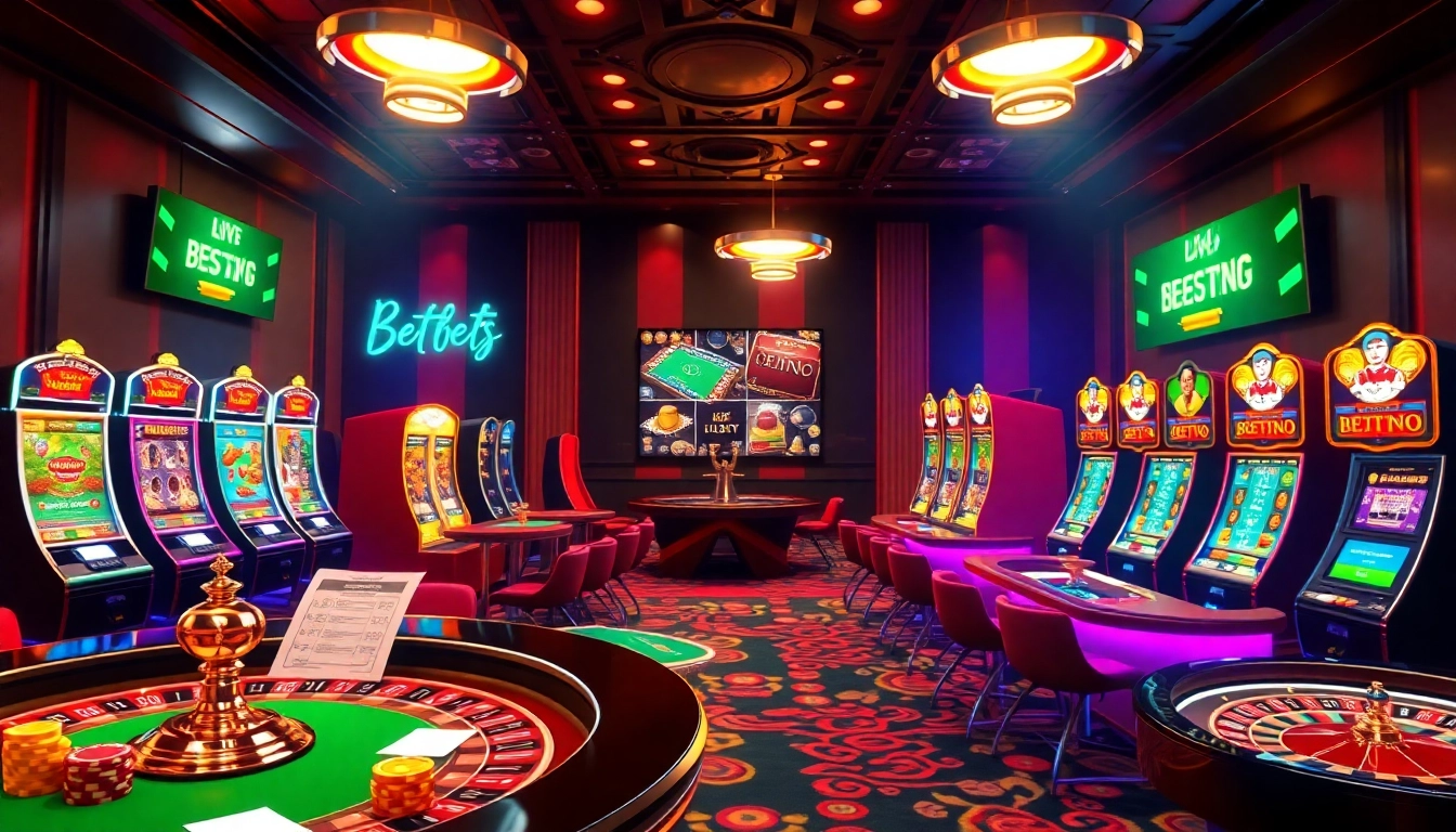 Engaging virtual gambling scene at https://nk88top.com/ featuring vibrant casino tables and slot machines.