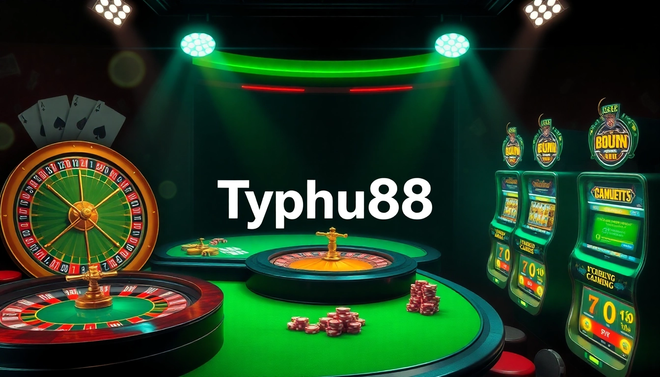 Experience the thrill of online gambling at Typhu88 with vibrant casino visuals and engaging gameplay.