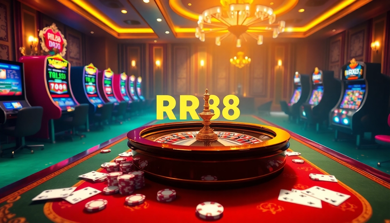 Engaged players enjoying a luxurious casino atmosphere with RR88 gaming elements.