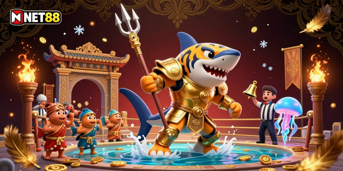 Experience exhilarating wins with NET88 in a dynamic underwater gladiatorial scene.