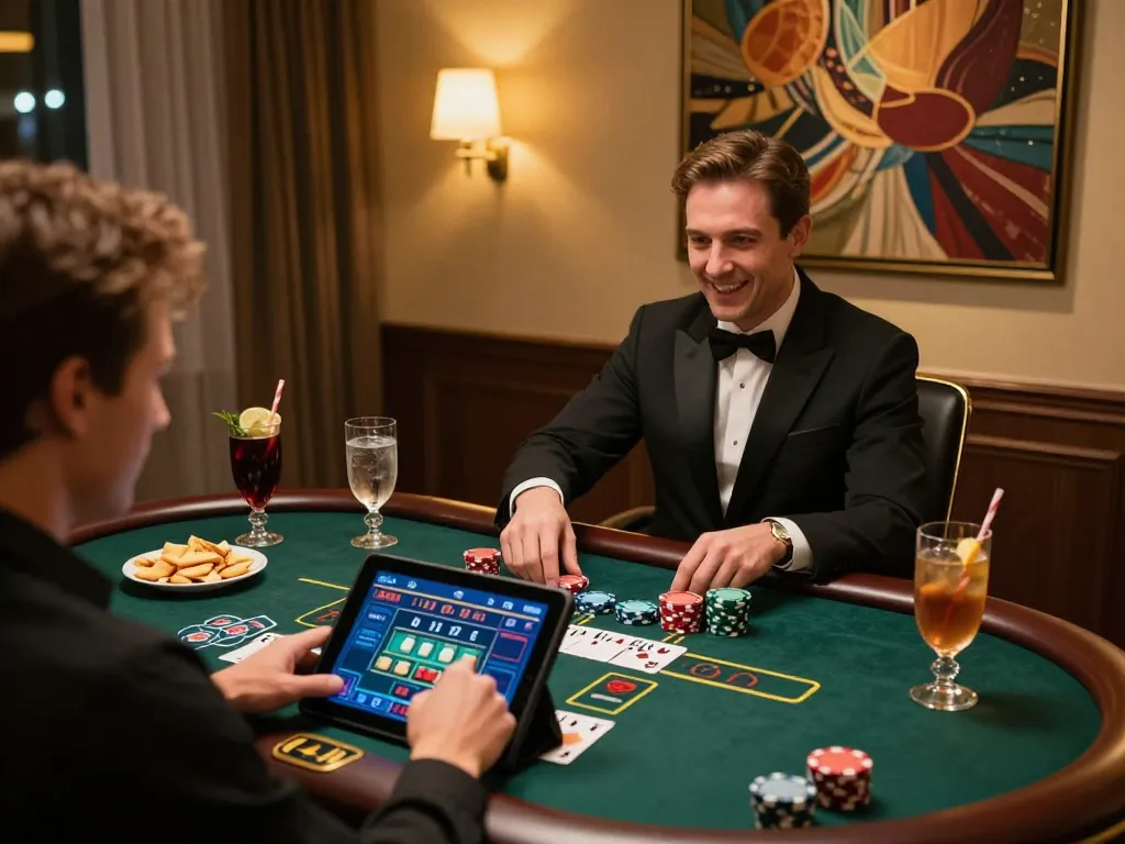 Engaging in live dealer blackjack at hitclub, enjoying a cozy home gaming experience with snacks and drinks.