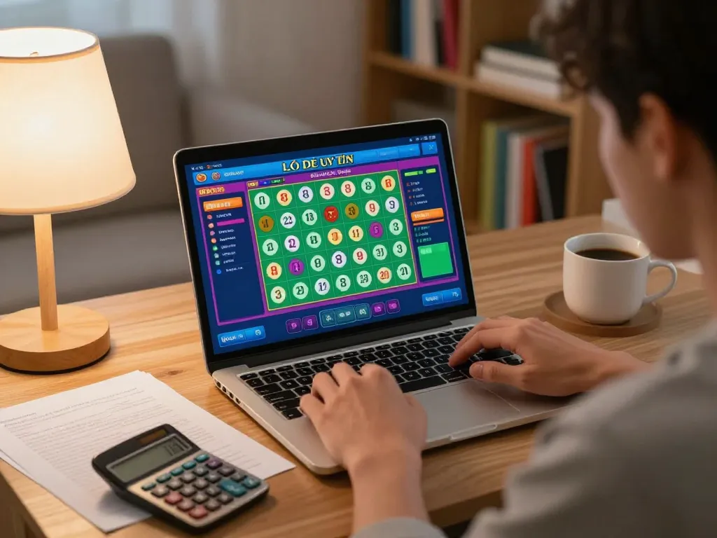 Lô Đề Uy Tín online gaming strategy showcased with a player calculating bets.