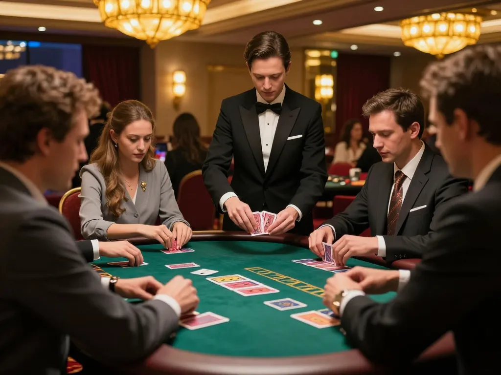 Players engaging intensely in a baccarat game at 789win casino, showcasing high stakes.