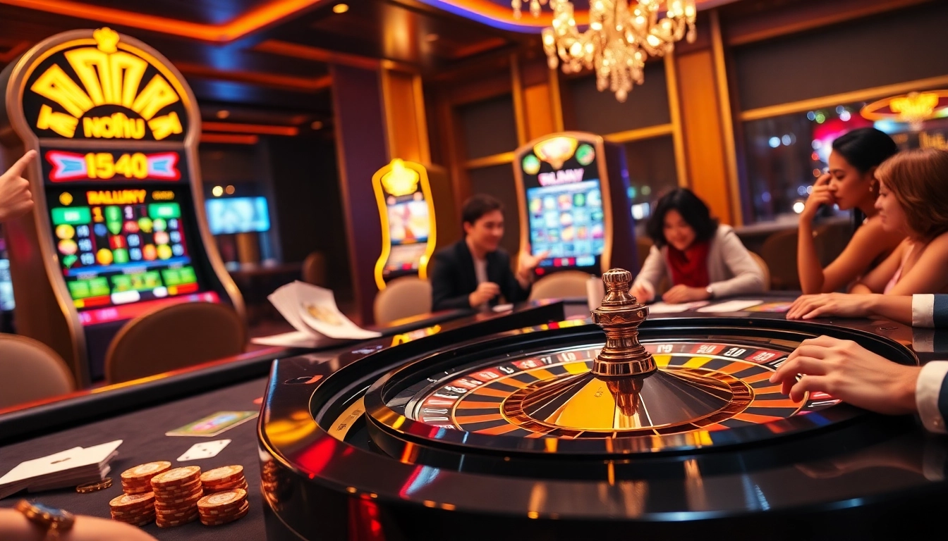 Play thrilling casino games with nohu branding in a vibrant atmosphere filled with excitement.