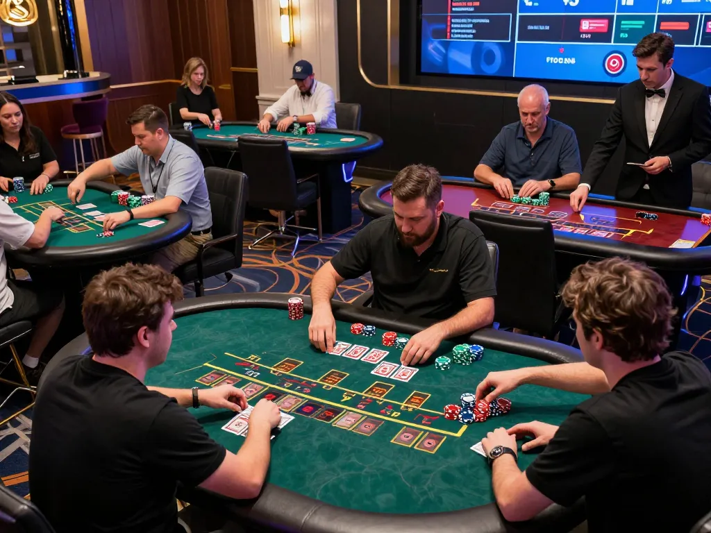 Players engaging in live casino games at SC88 with cards and chips, showcasing excitement and strategy