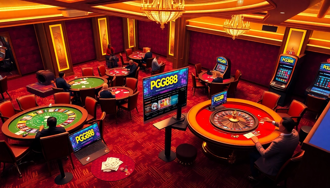 Experience thrilling online gambling at PG88 with poker chips and roulette tables.