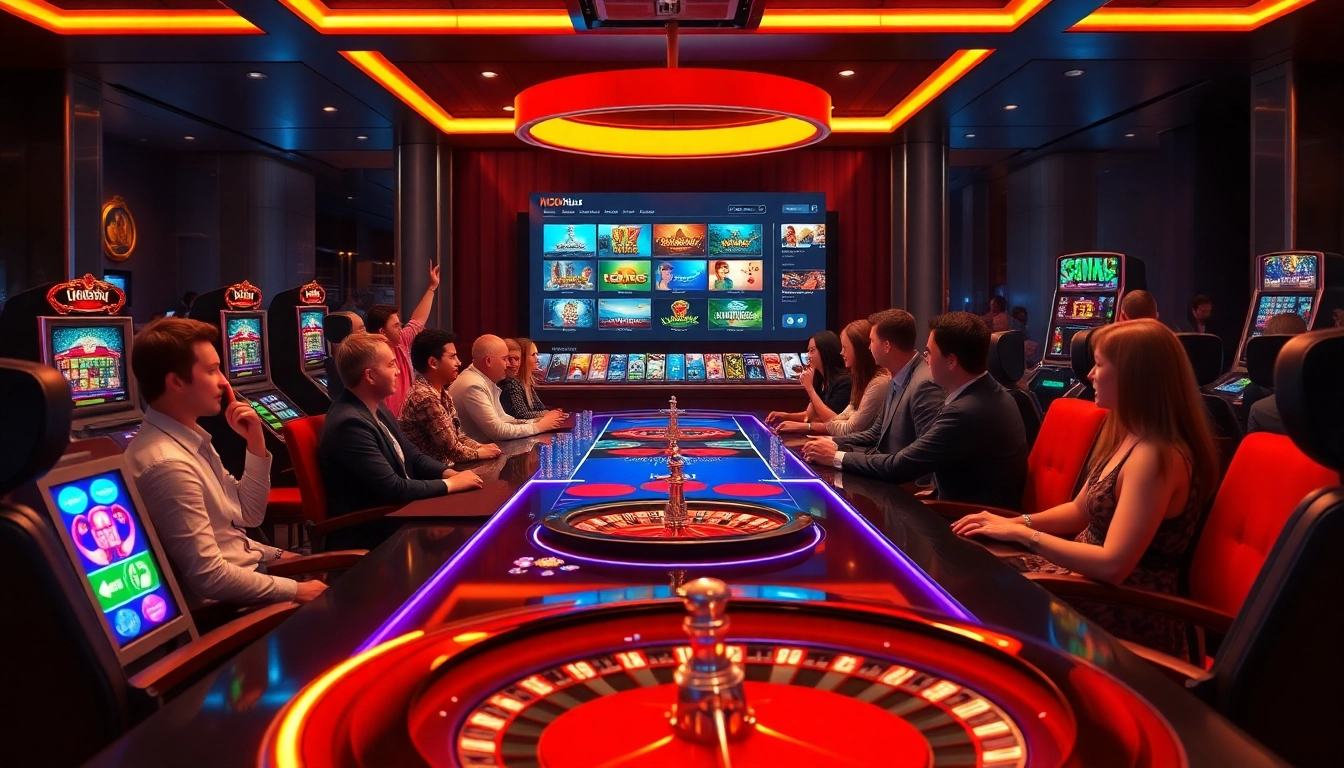 Experience thrilling online gaming at NOHU with vibrant slot machines and poker chips.