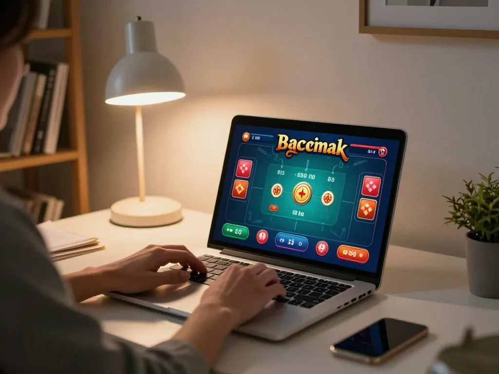 Engaging home baccarat session on a laptop showcasing xx88 gaming interface with vivid graphics