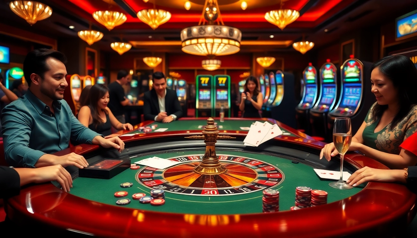 Experience the thrill of 'lo de uy tin' with vibrant casino action at an elegant roulette table.
