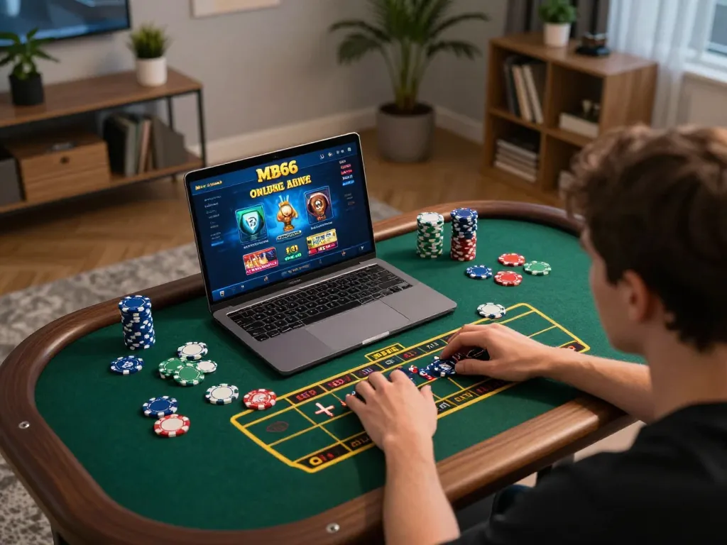 Engaged player strategizing on MB66-t online casino from a cozy home setting.