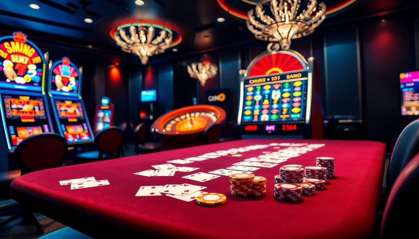 Experience thrilling games at GO8.COM with vibrant poker chips and lively slot machines.