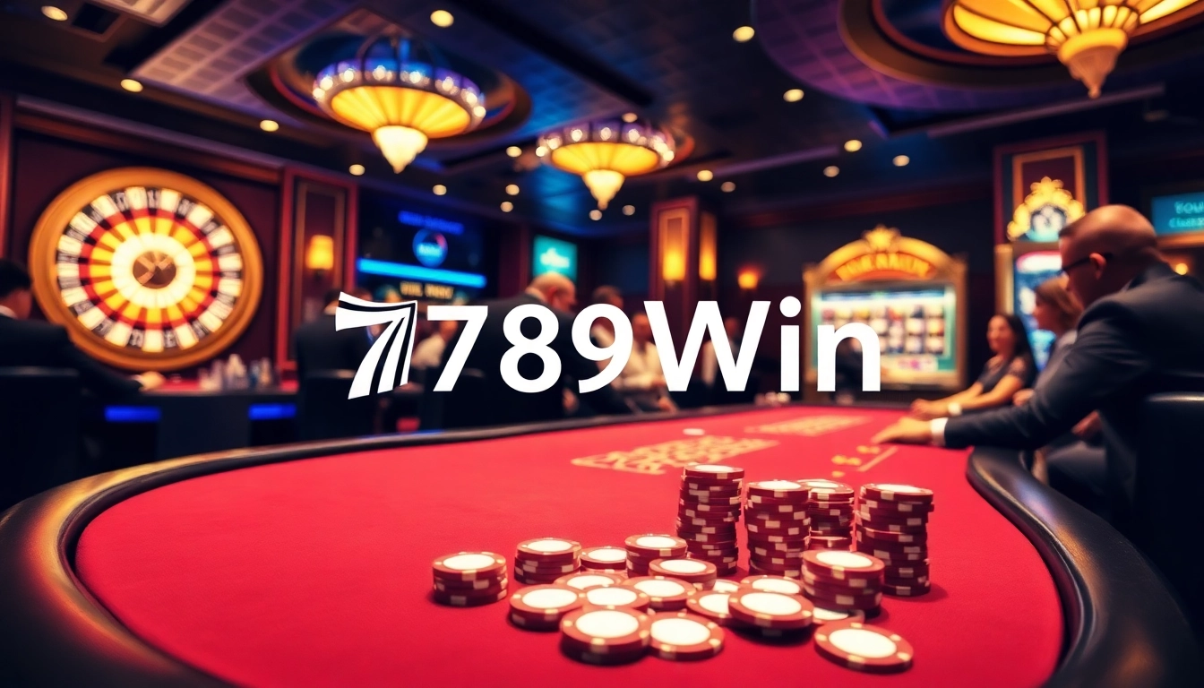 Players enjoying thrilling games at 789Win's luxury casino floor with vibrant lighting and excitement.