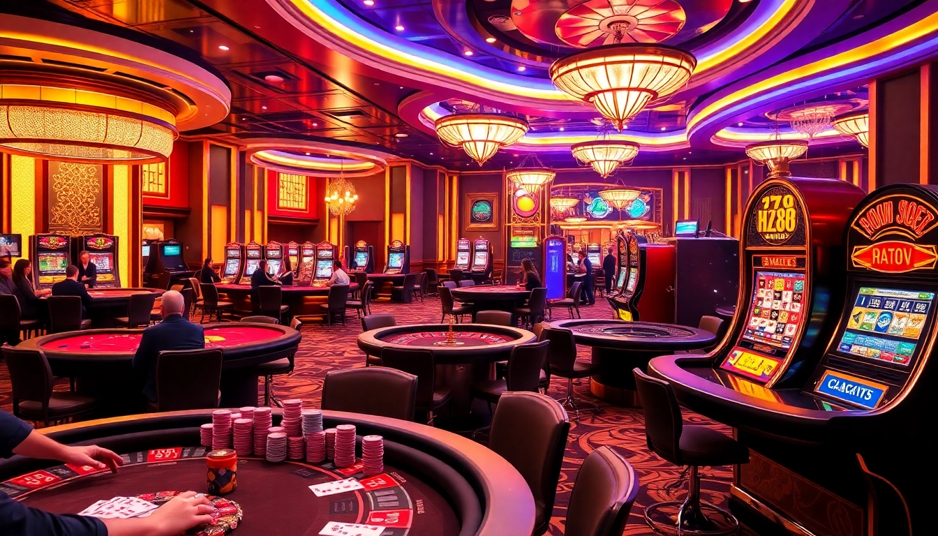 Experience thrilling gaming at HZ88's luxurious casino with vibrant tables and winning moments.