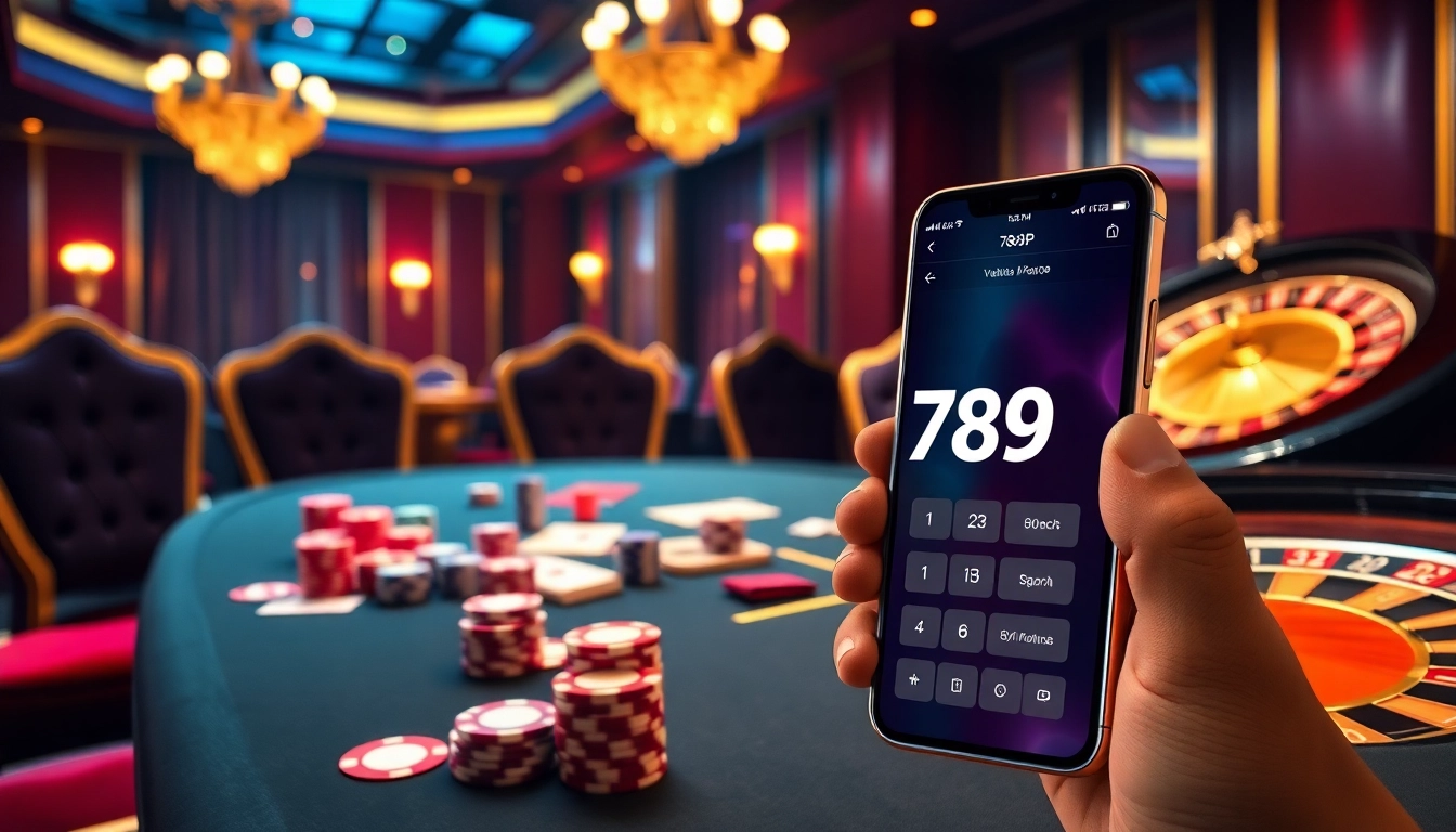 Engaging gamblers with 789P at a vibrant casino table featuring poker chips and roulette wheel.