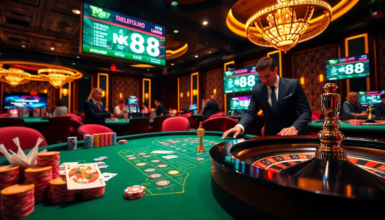Experience thrilling gaming at nk88 with vibrant casino tables and engaging atmosphere.