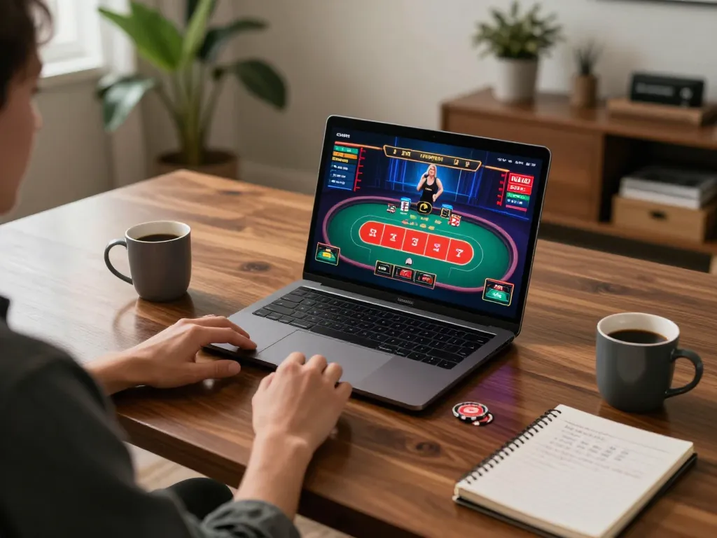 TR88 engaging in live dealer blackjack from a cozy home gaming setup, showcasing interactive play features.