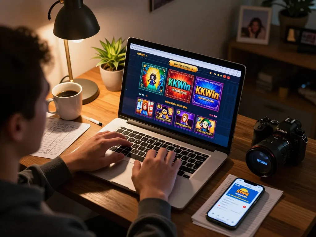 Engaged player online at KKWIn, analyzing strategies while enjoying gameplay at home.