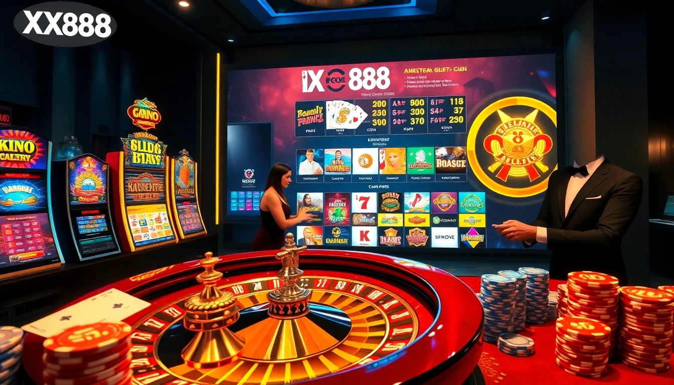 Players enjoying exciting casino games at XX88's luxurious online gambling platform.