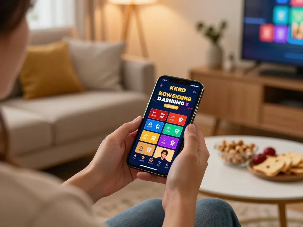 Engaged player using KKBD app for live casino gaming on their smartphone, showcasing strategy and excitement.