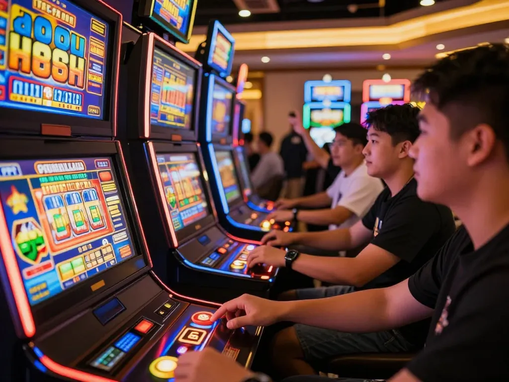 Players enjoying the excitement of TT88 nổ hũ slot machines with colorful displays.