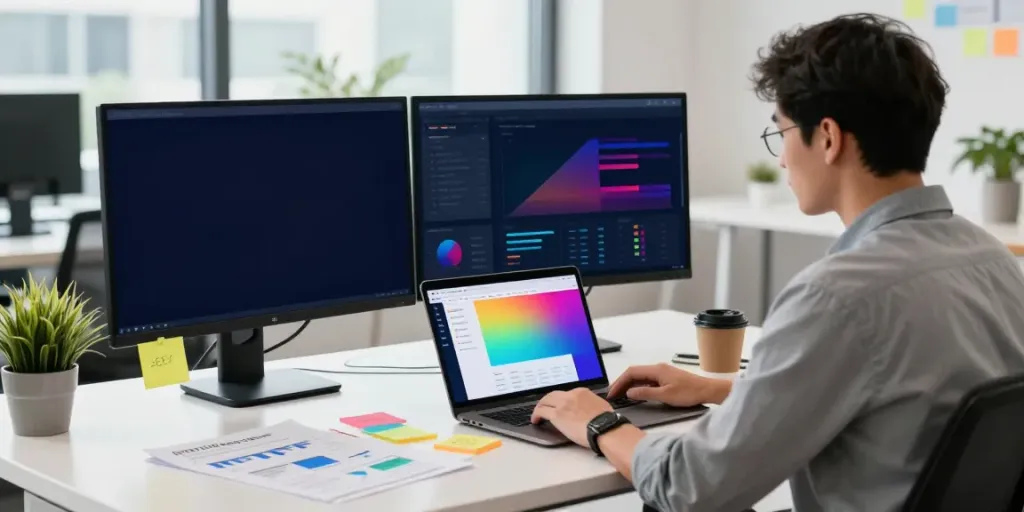 SEO specialist analyzing strategies for instant indexing in a modern workspace.