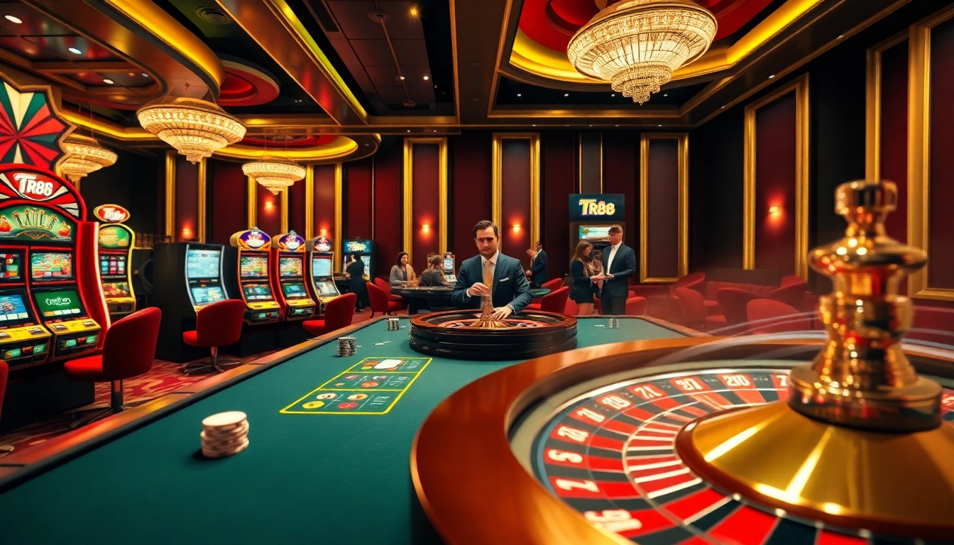 TR88 betting action at a glamorous casino table with vibrant chips and luxury ambiance