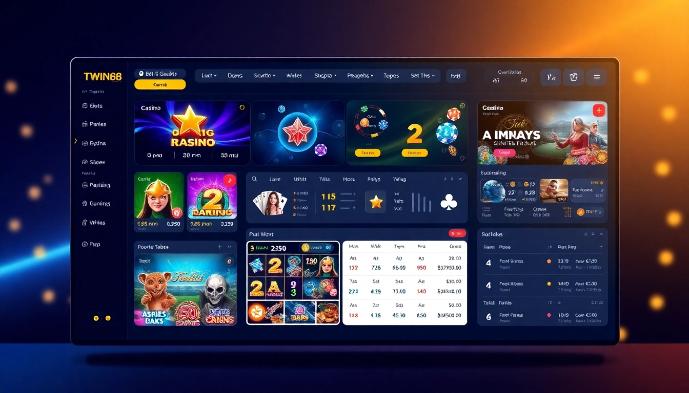 Dynamic gaming interface on trang chủ Twin68 with casino and sports betting options.