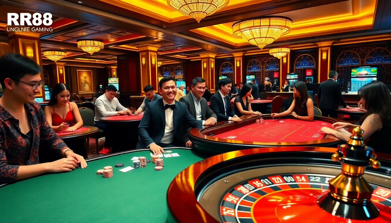 Experience high-stakes excitement at RR88 with players enjoying table games and casino action.
